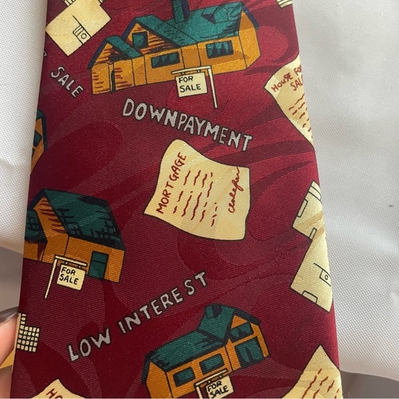 Steven Harris Handmade Vintage Men's Neck Tie Realtor Mortgage House for Sale - Picture 2 of 4